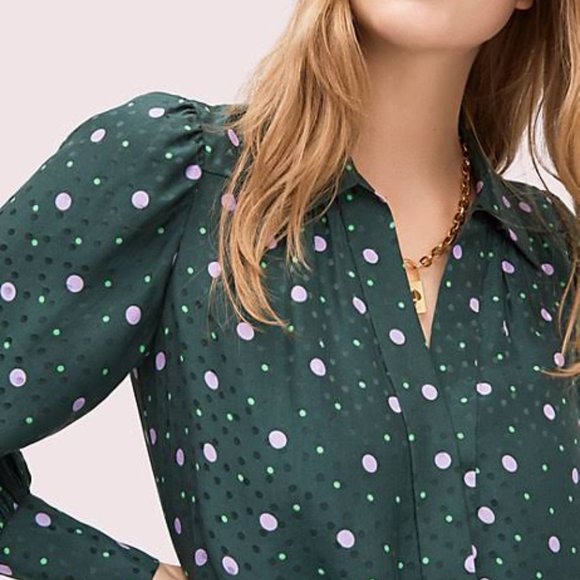 Kate Spade Pop Dots LS Fluid Shirt Dress NWT - Picture 3 of 11